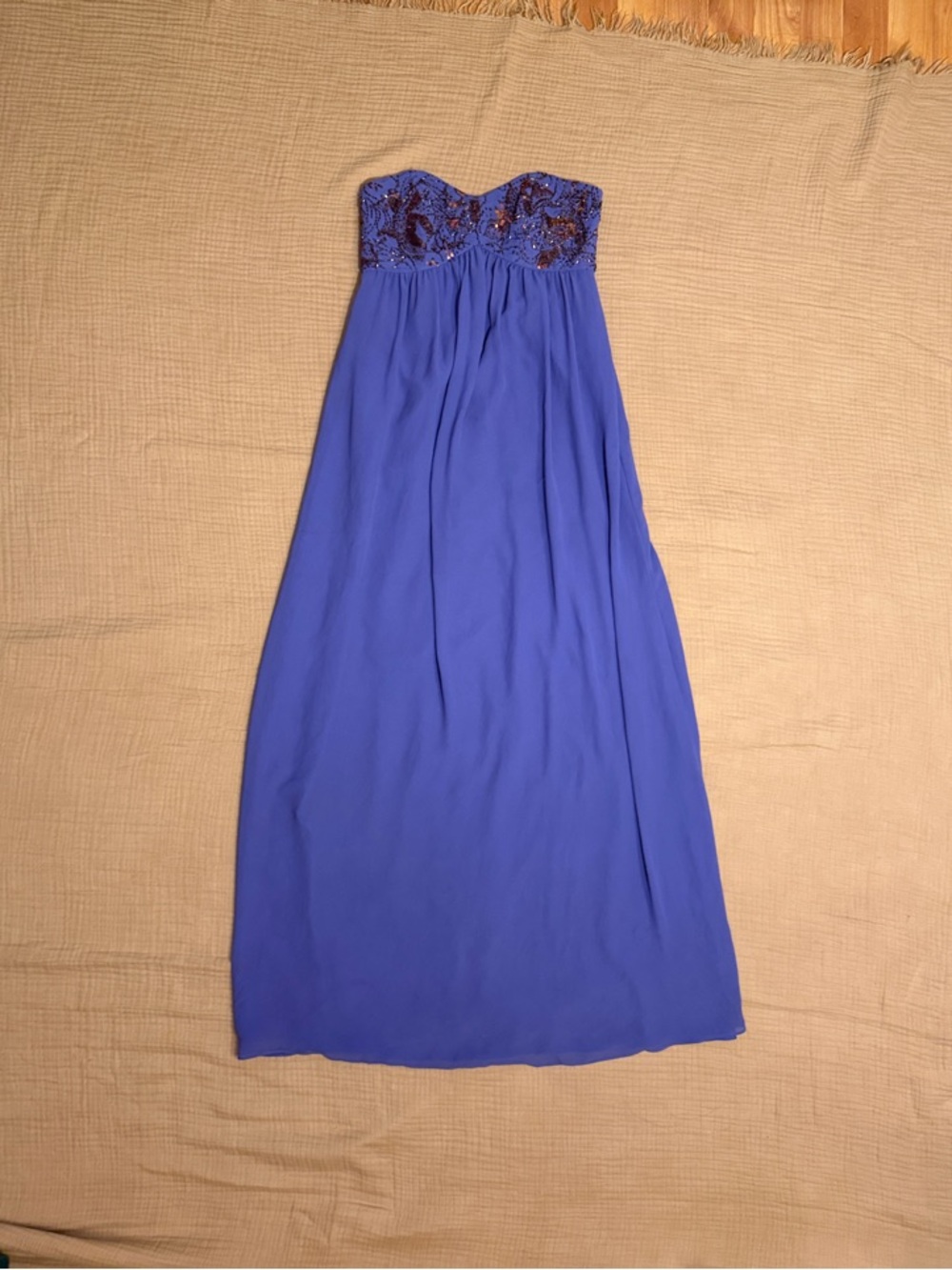 Ted Baker London Purple Strapless Sweetheart Bronze Copper Beaded Evening Gown